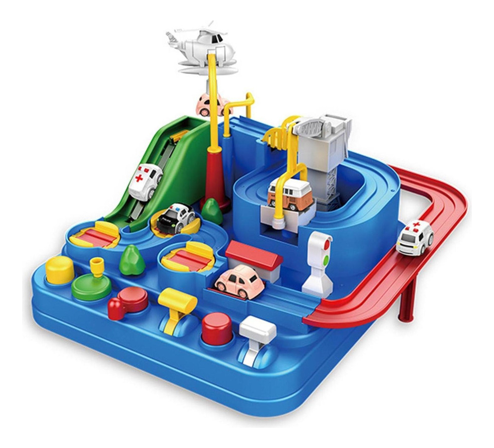 Jogo De Pistas De Corrida De Brinquedos De 2 Carros Azuis - Imagem 3