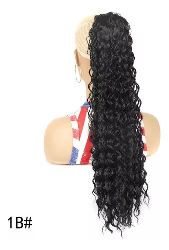 Peruca De Cabelo Humano Natural Cacheado Rabo De Cavalo