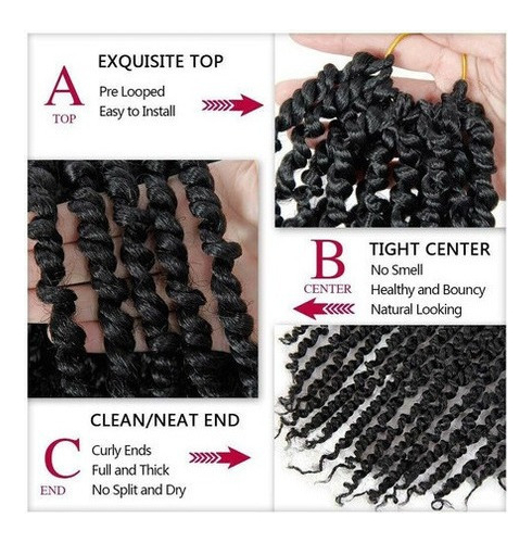 Aplique Cabelo Com Cachos Em Crochê De Ondas De Agua 3 Pcs - Imagem 4