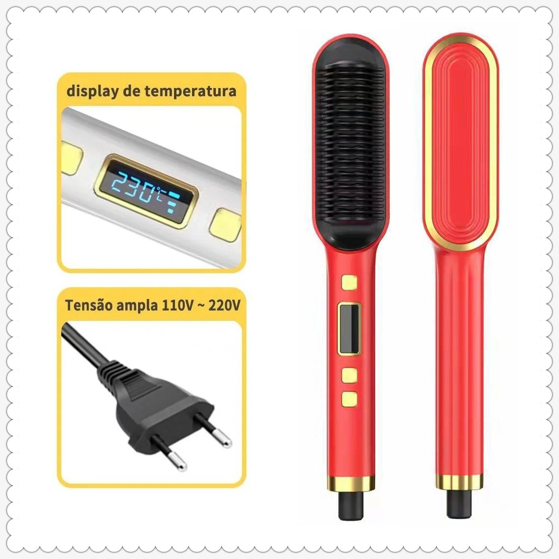 Escova De Secador De Alisamento 2 Em 1 Com Visor De Temperat - Imagem 9