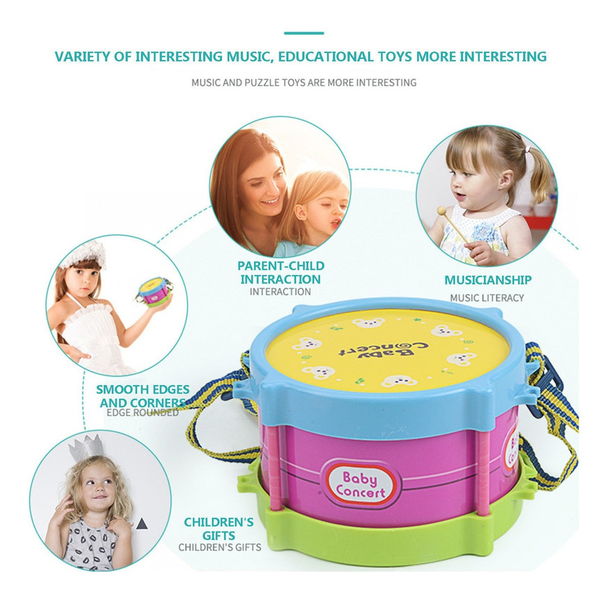 Conjunto De Bateria H Toddler Instrumento Musical Toy Boy Gi - Imagem 5