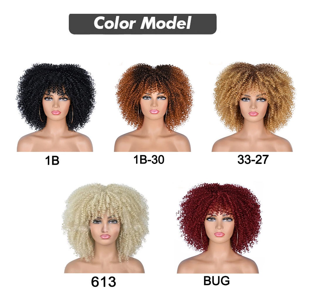Afro Cabelo Sintético Mulheres Perucas Curtas Encaracoladas - Imagem 9