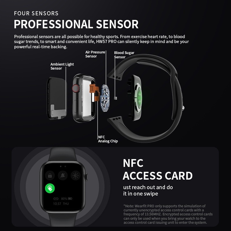 Smartwatch Hw57 Pro Nfc Chamada De Função Siri Voic - Imagem 2