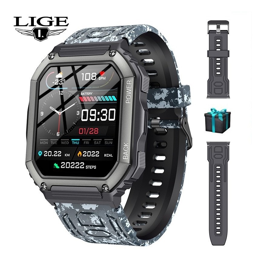 Relógio Esportivo Lige Bluetooth Call Masculino Militar Smar - Imagem 9