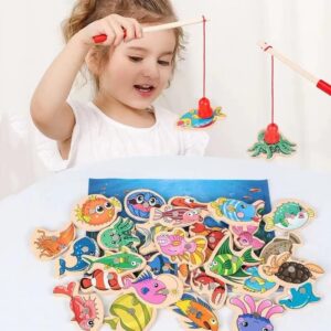 Jogo Pesca Divertida De Madeira Com 31pcs Imã Toy