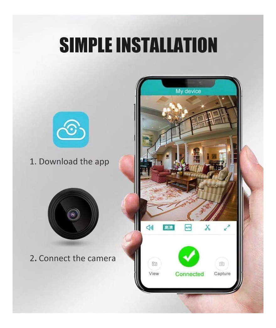 Mini Câmera Escondida Wifi Espiâ Discreta Bateria Espião - Imagem 9