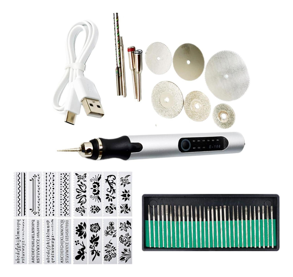 Kit De Ferramentas De Gravação Mini-caneta Gravadora Prata - Imagem 6