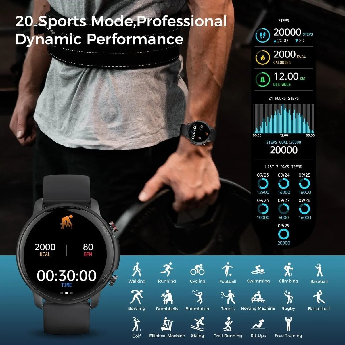 Smartwatch Para Homens Mulheres 5atm Relógios De Fi - Imagem 13