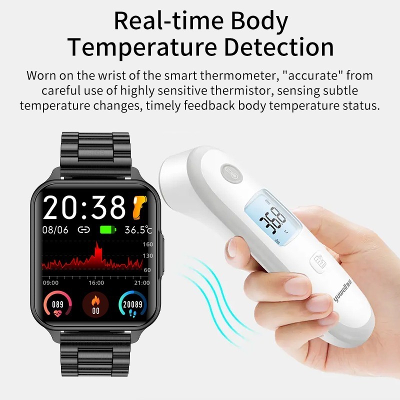 Sport Bluetooth Smartwatch Homens Mulheres Relógio De Temper - Imagem 2