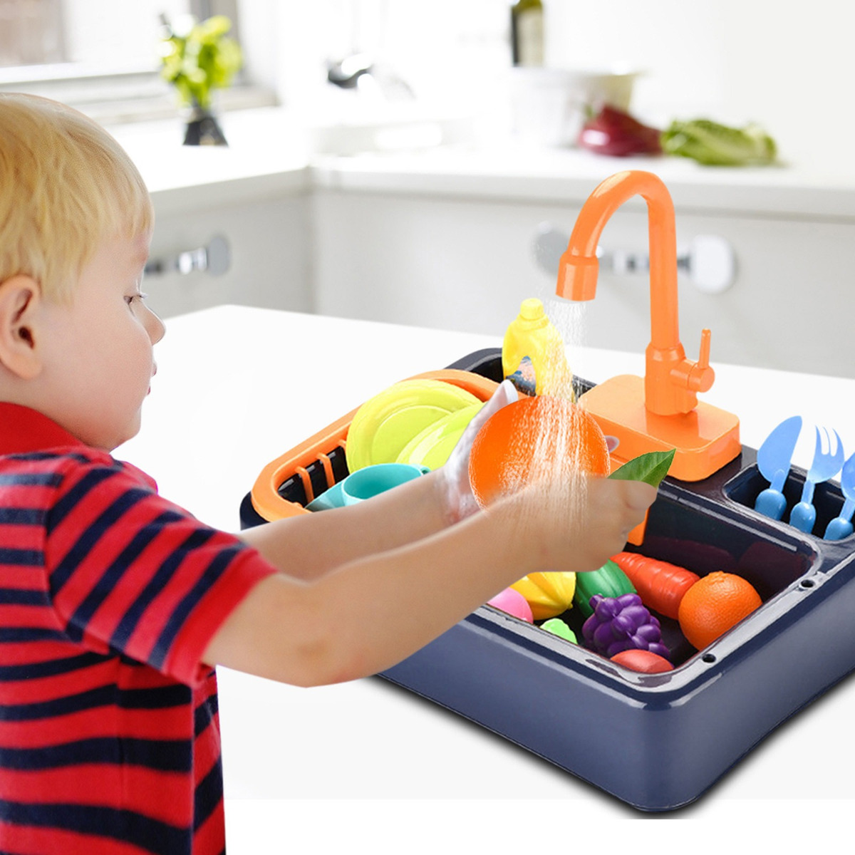 I 19 Peças De Brinquedos De Pia De Cozinha Com Água Corrente - Imagem 5