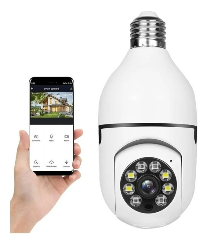 Lampada Camera Ip Segurança Espia Wifi Hd 360 Alarme Casa