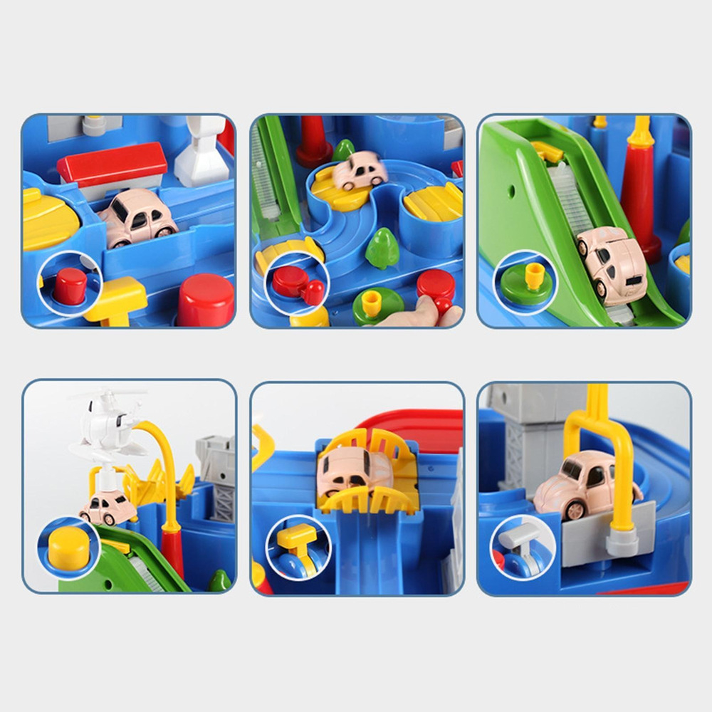 Jogo De Pistas De Corrida De Brinquedos De 2 Carros Azuis - Imagem 5