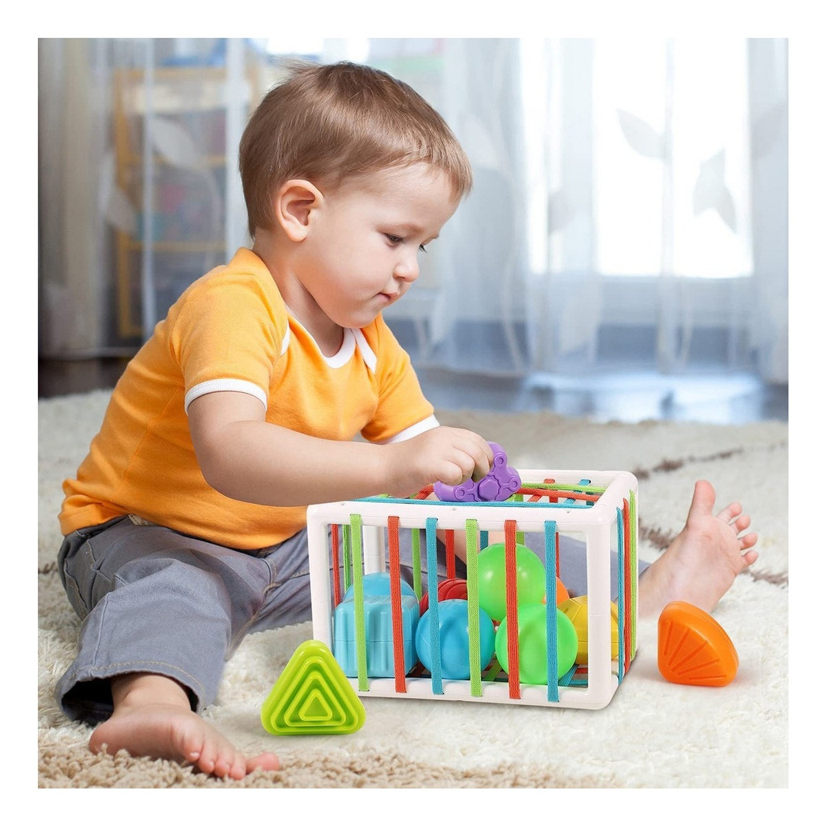 Cubo Sensorial De Habilidades Motoras Montessori Toy Brinque - Imagem 7