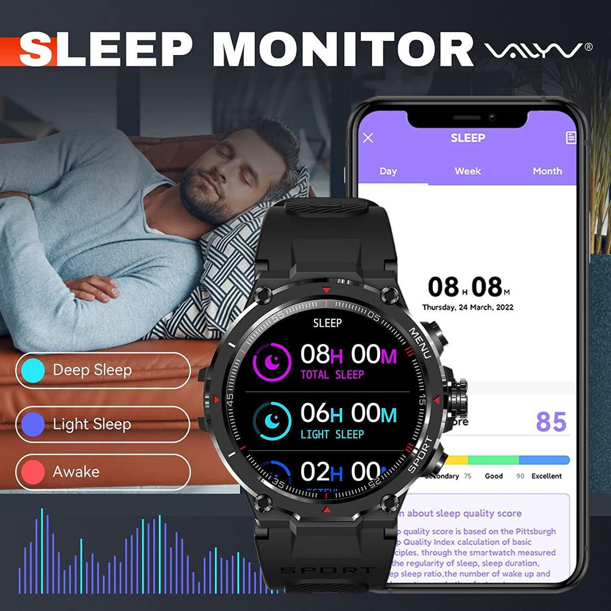 Smartwatch Para Homens, Relógios De Fitness Bluetoo - Imagem 6