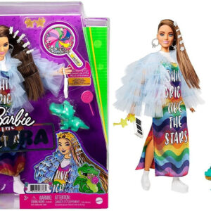 Boneca Barbie Extra 9 Em Jaqueta De Babados Azuis Com