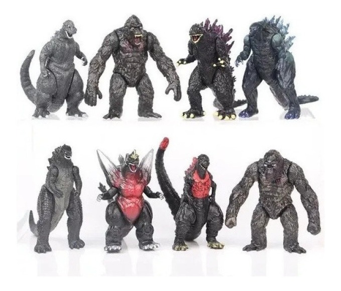 8 Peças De Boneca De Dinossauro Godzilla King Kong De 2ª Ger