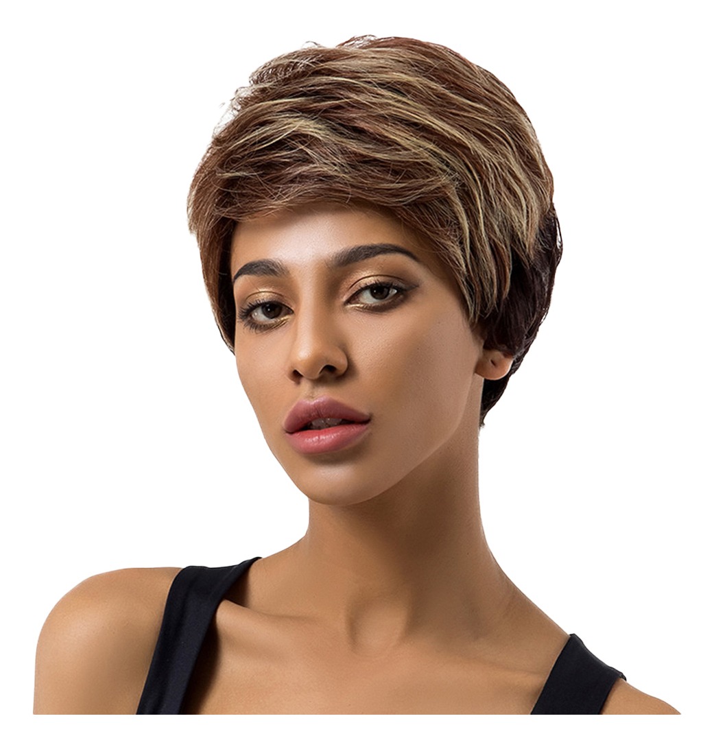 Brown Blend Peruca De Franja Apliques Ondulados Para - Imagem 6