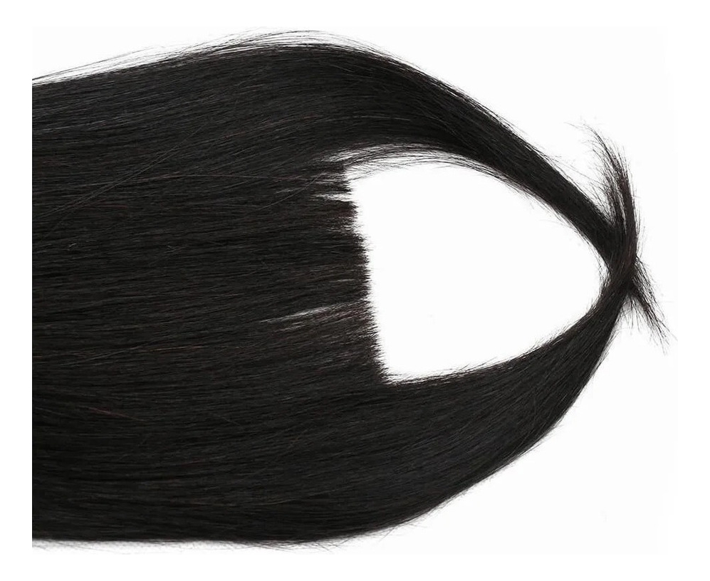 Aplique Tic Tac Franja 100% Cabelo Humano Virgem Liso 2unds - Imagem 5