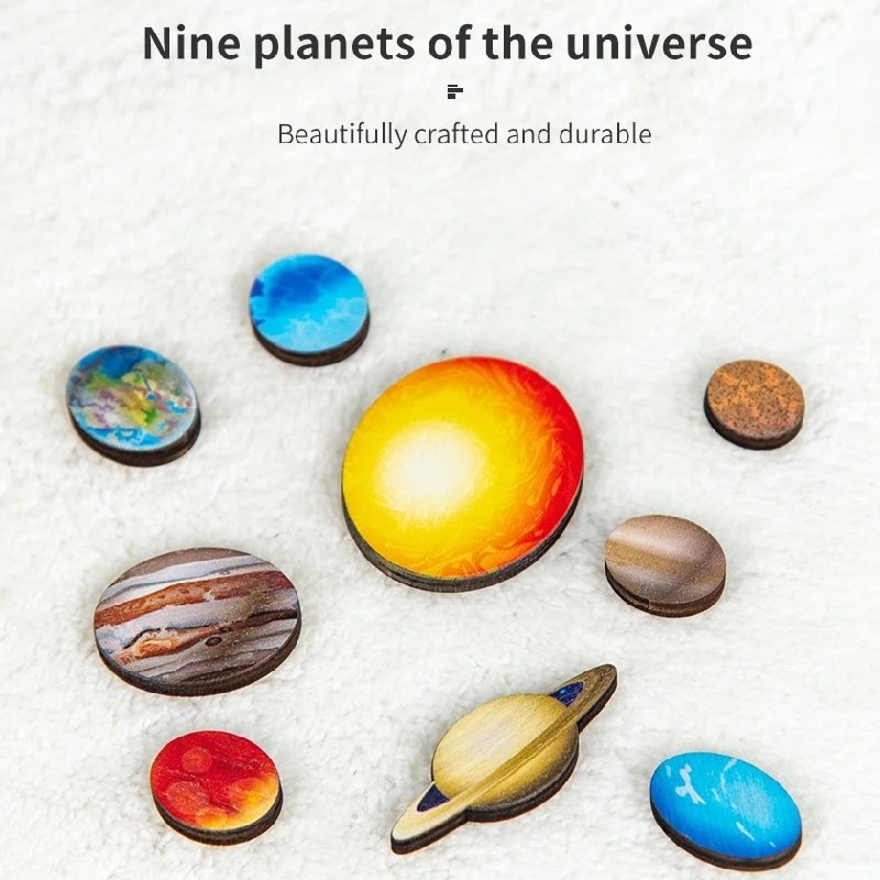 Brinquedos Montessori Kids Wooden Universe Planet Puzzle - Imagem 5