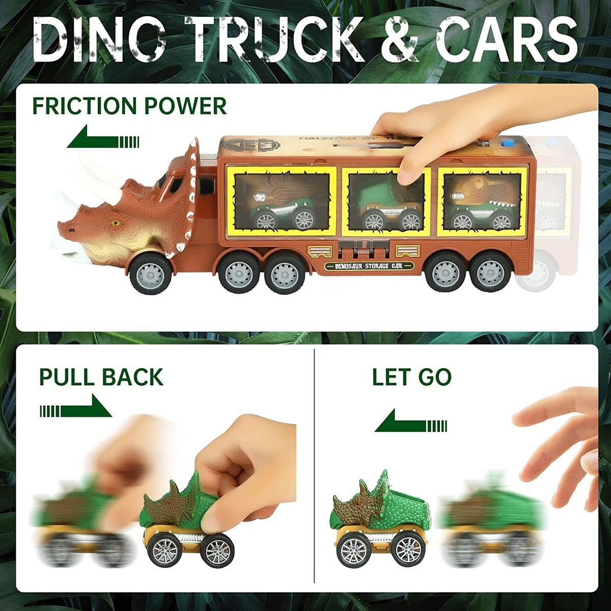 Caminhão De Brinquedo Do Dinossauro Dos Miúdos Com Luzes E S - Imagem 11