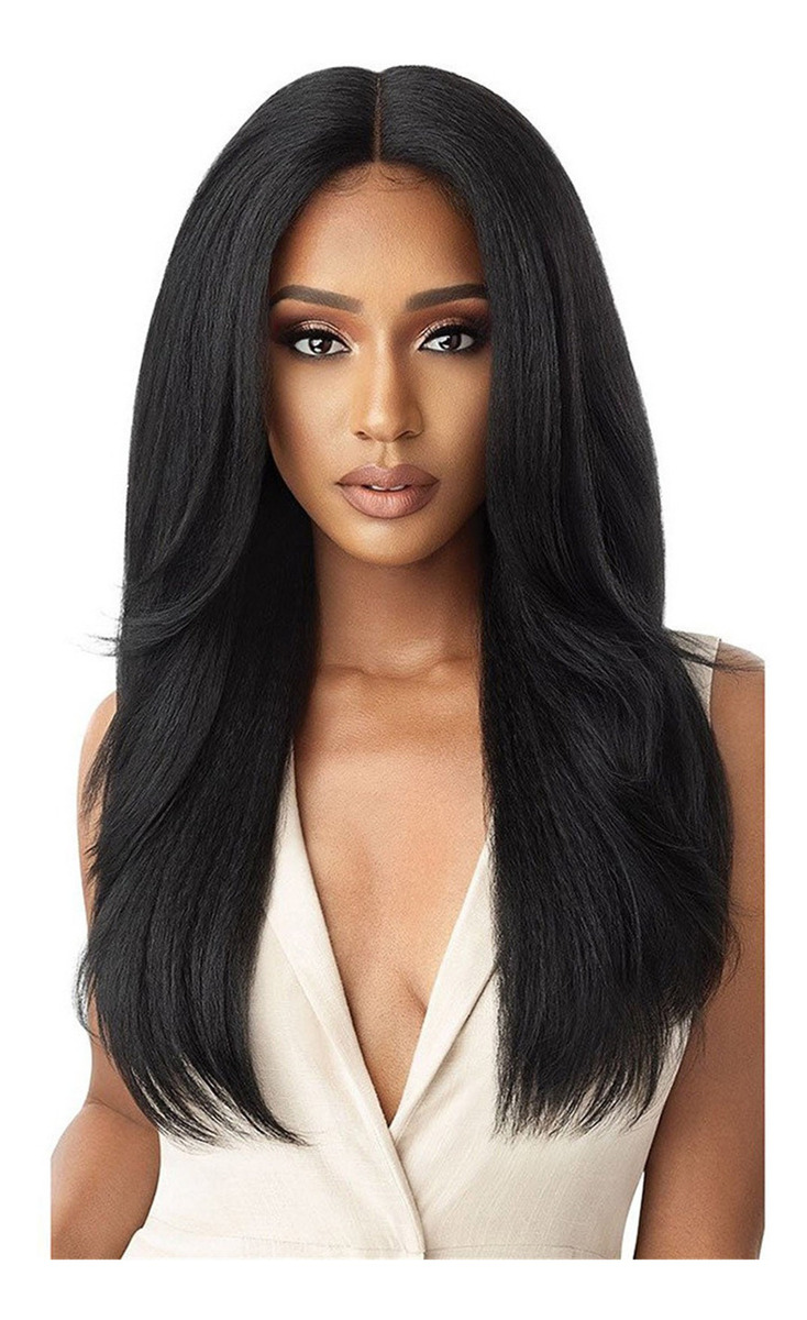 Peruca, Cabelo Médio, Cabelo Liso, Feminino, Preto, Gradient - Imagem 2