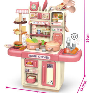 Cozinha Infantil Menina Completa Fogão Pia Com Luzes Rosa