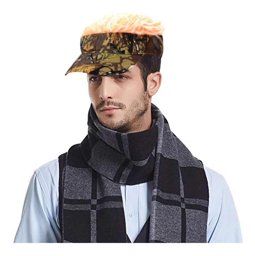 Boné De Peruca Com Peruca De Cabelo De Camufla Falsa Base Só - Imagem 12