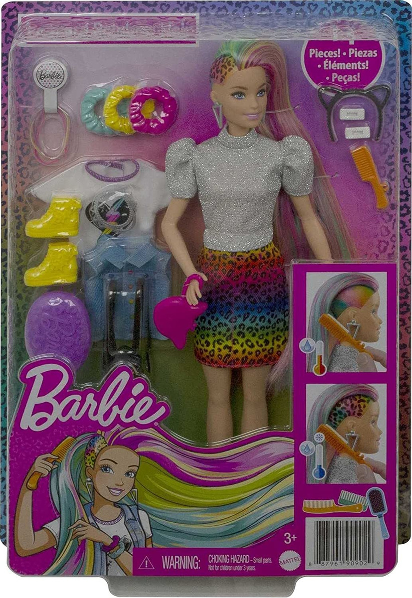 Boneca Barbie Rainbow Leopard Com Cabelo Que Muda De Cor - Imagem 6