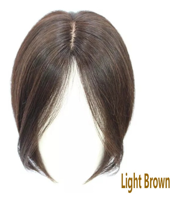 Aplique Cabelo Humano Topper Frontal Cast Escuro Franja Wig - Imagem 3