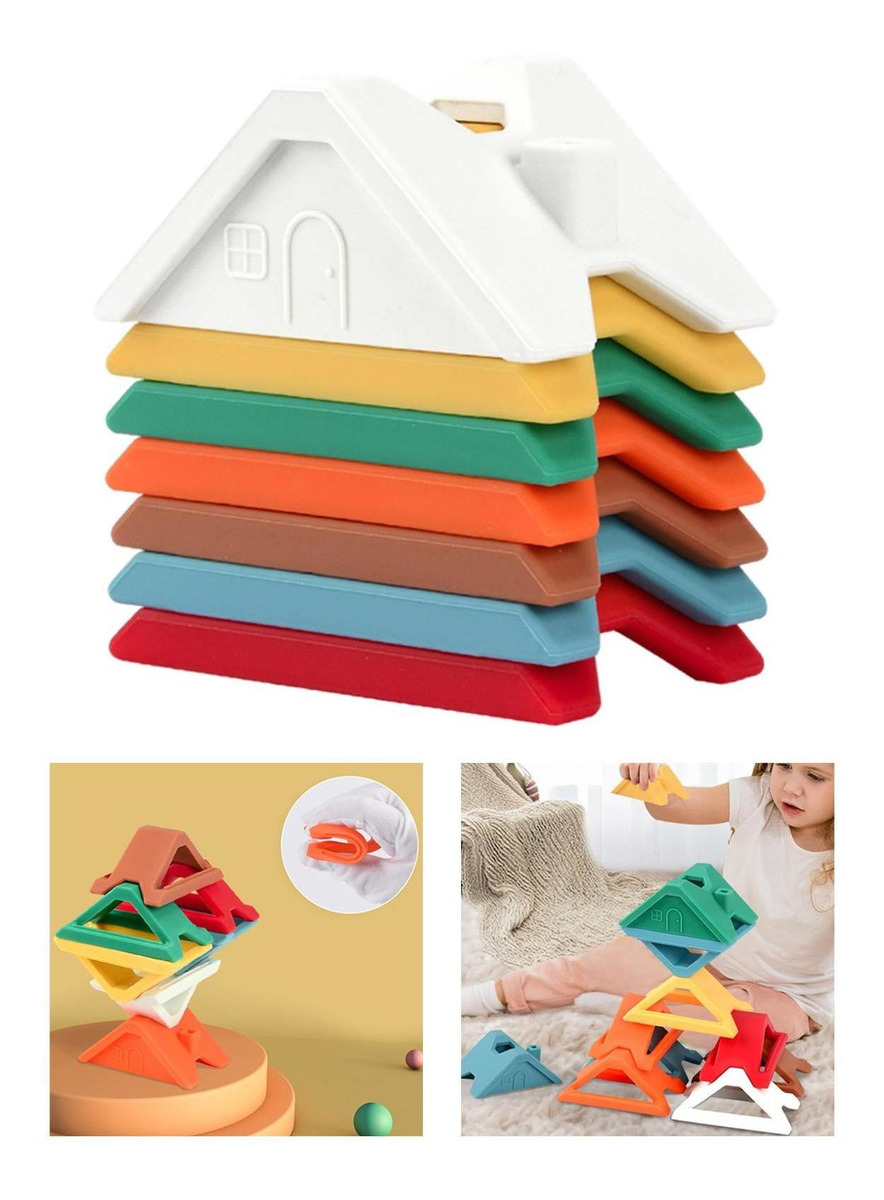 De Empilhamento De Silicone Criativos Pré-escolares Blocos - Imagem 6