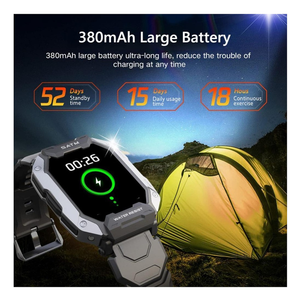 Smartwatch Militar C20 Antichoque À Prova D'água 50m - Imagem 6
