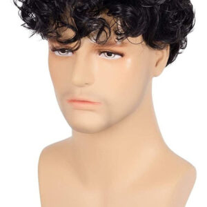 Peruca Masculina De Fibra Sintética De Cabelo Curto Encaraco