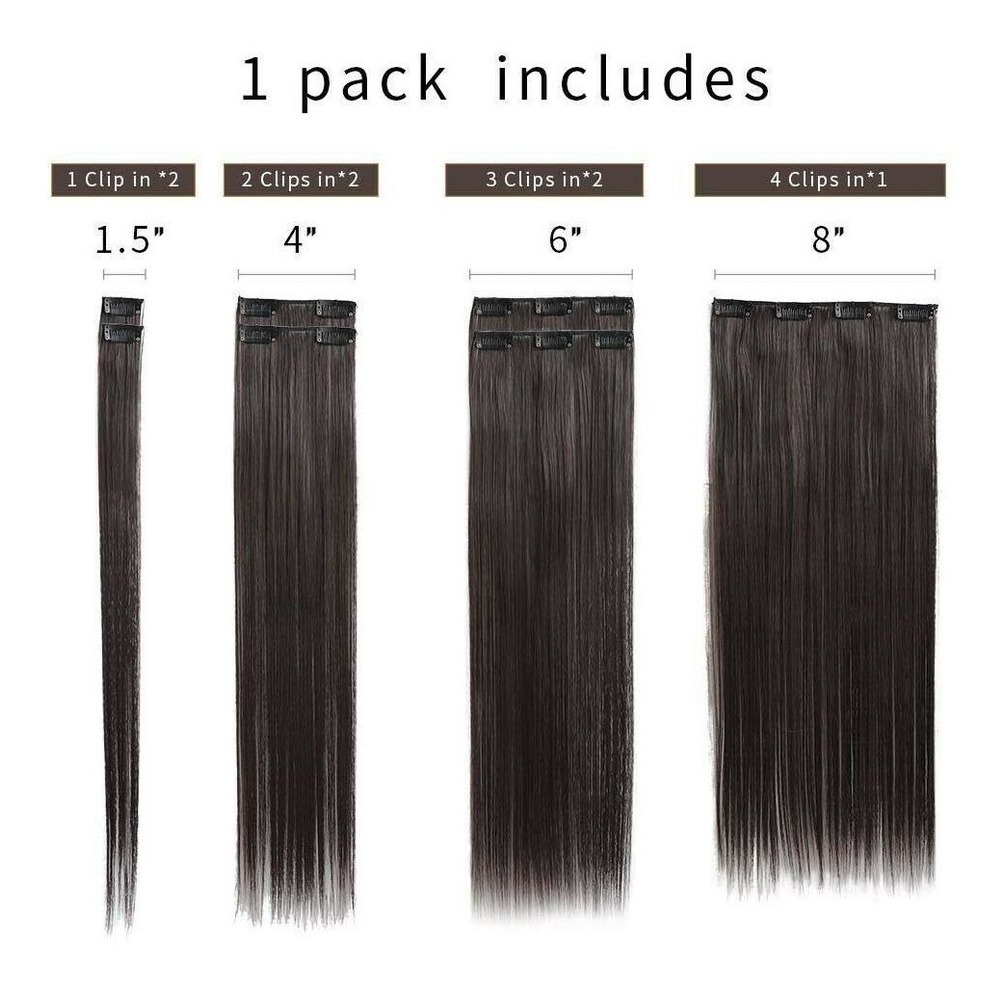 7 Conjuntos De Perucas Femininas De Cabelo Comprido - Imagem 4