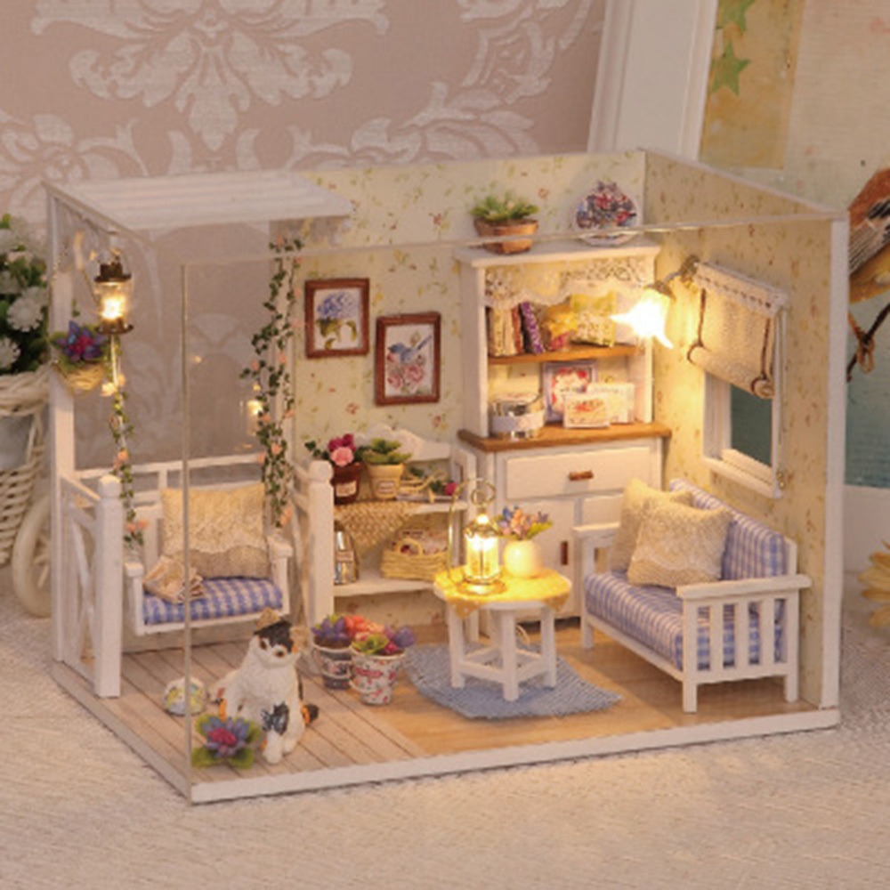 Dollhouse Miniatura Com Móveis Diy Dollhouse Kit De Madeira - Imagem 3