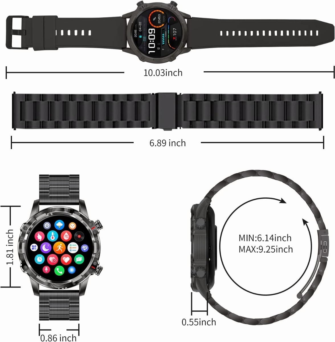 Rastreador De Fitness Smart Watch (faça/resposta Chamada) Pa - Imagem 6