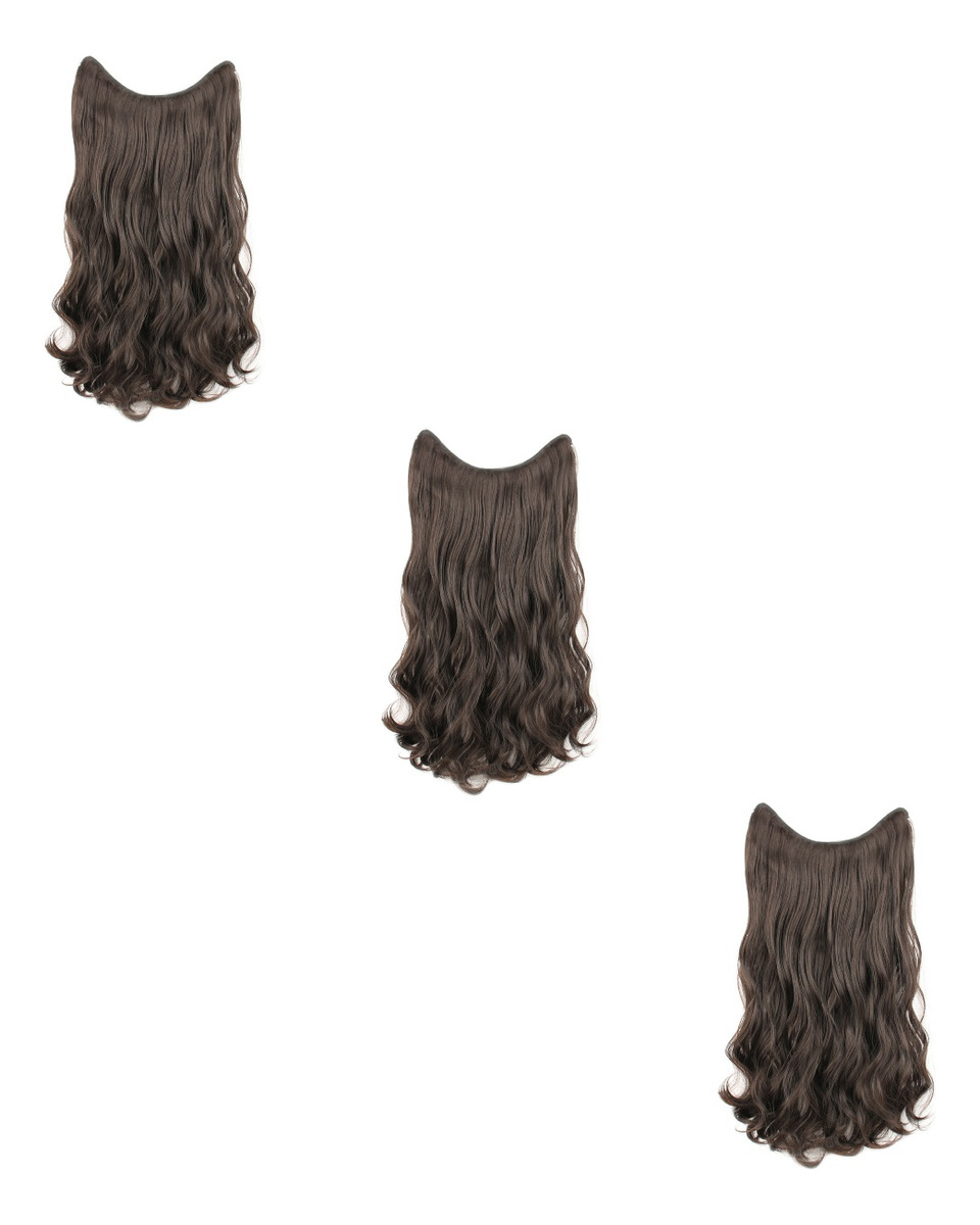 Conjunto De 3 Tiaras E Perucas Fluffy Em Forma De U Wave - Imagem 2