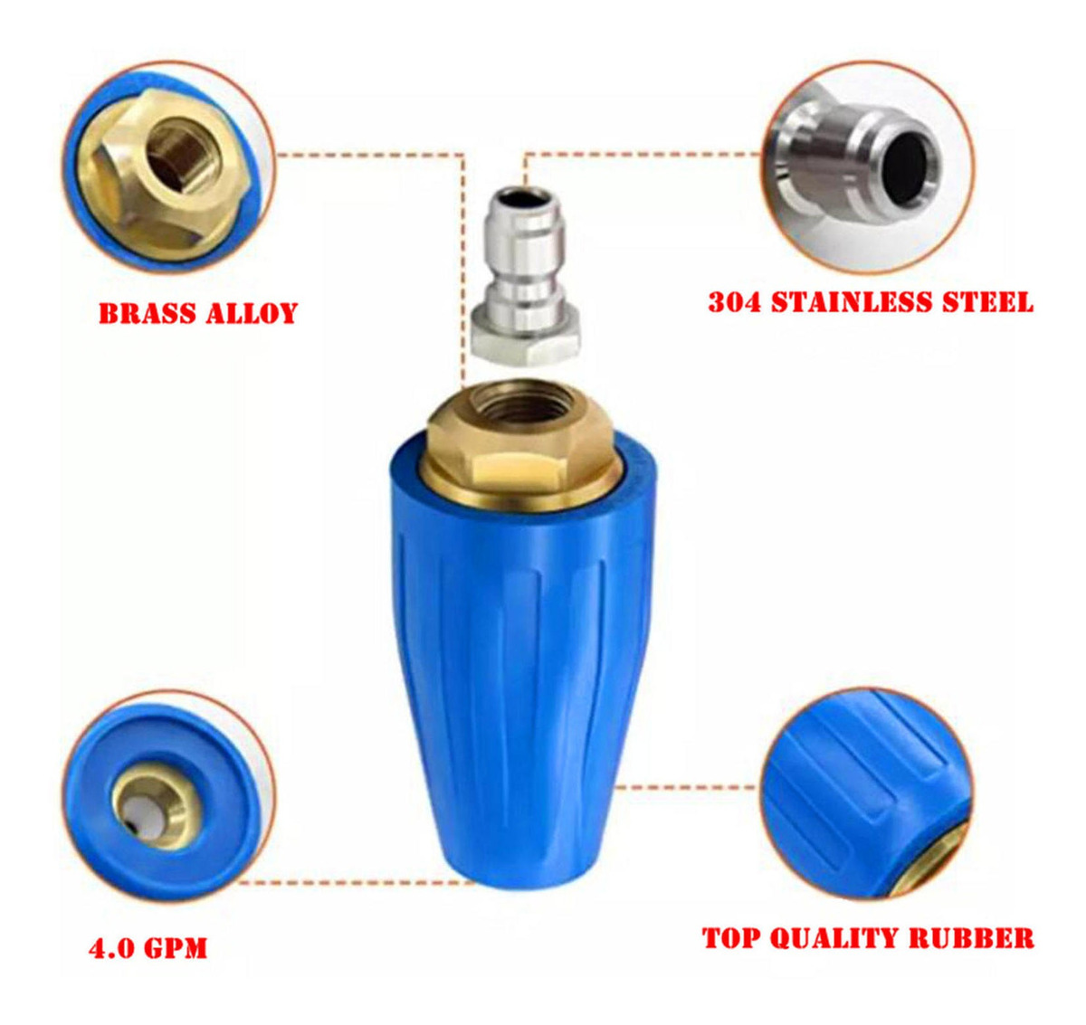 Bico Turbo Rotativo Para Lavadora De Pressão 1/4 Universal - Imagem 38