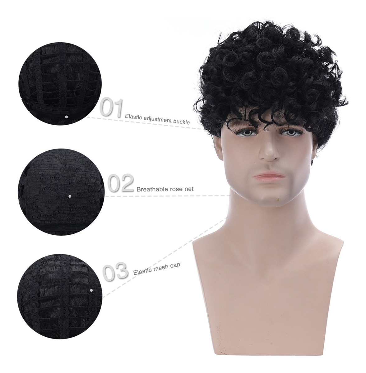 Peruca De Cabelo Curto Cabelo Curto Fibra Química Peruca Cap - Imagem 8