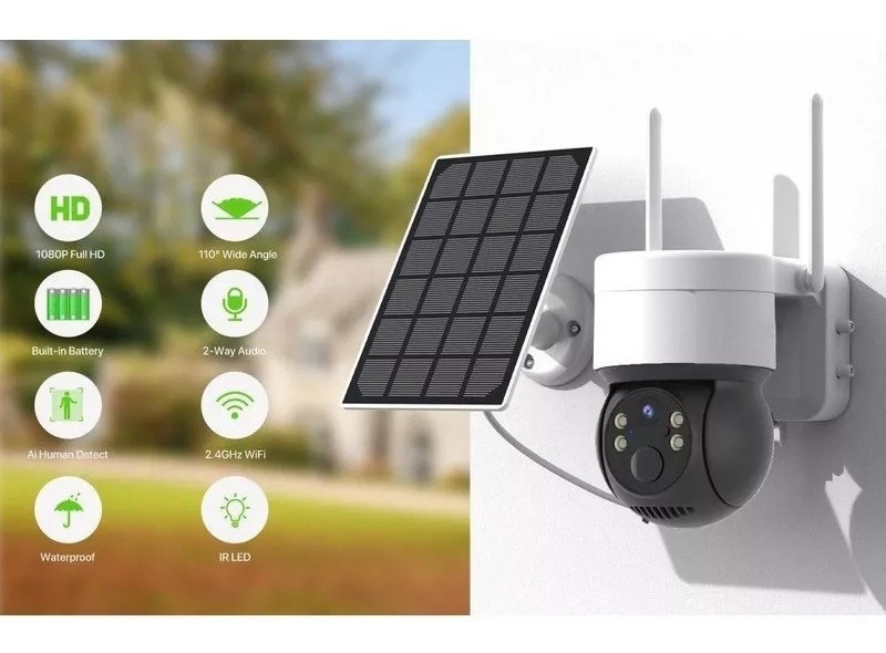Allyson Câmera Solar Hd Wifi 1080p Ptz Security Camcorder Hg - Imagem 6