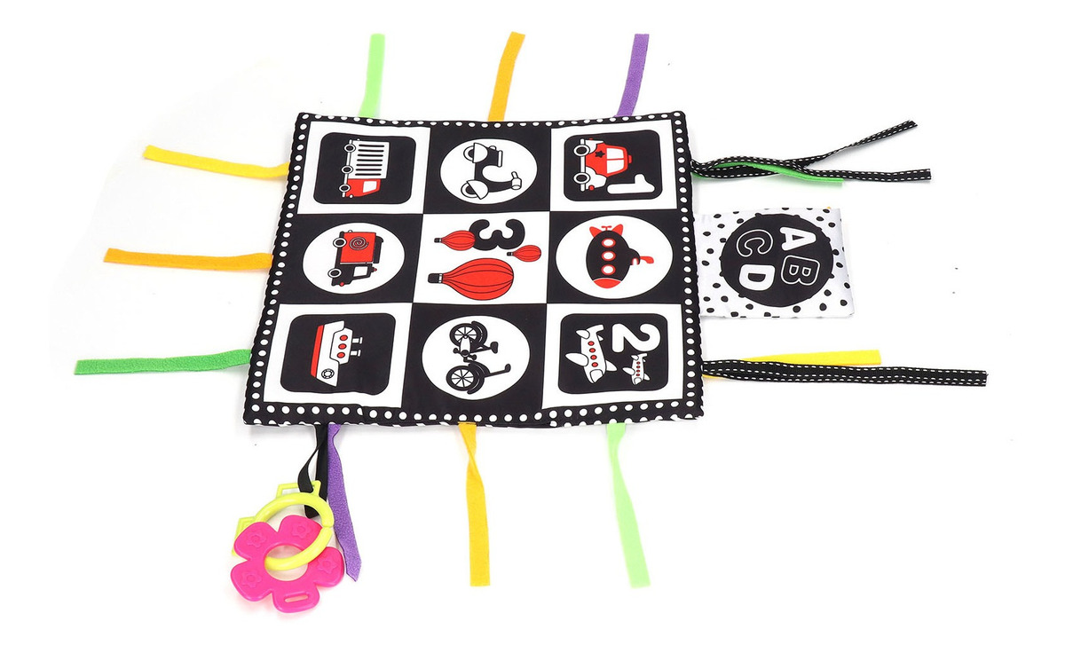 Livro De Pano Infantil Alto Contraste Preto E Branco Bebê En - Imagem 10