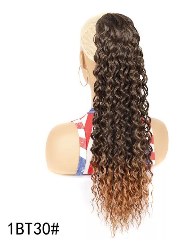 3pcs Peruca De Cabelo Humano Natural Cacheado Rabo De Cavalo - Imagem 6