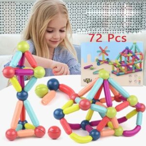 Brinquedo Ímãs Blocos Conjunto Infantil Educativo 72 Peças