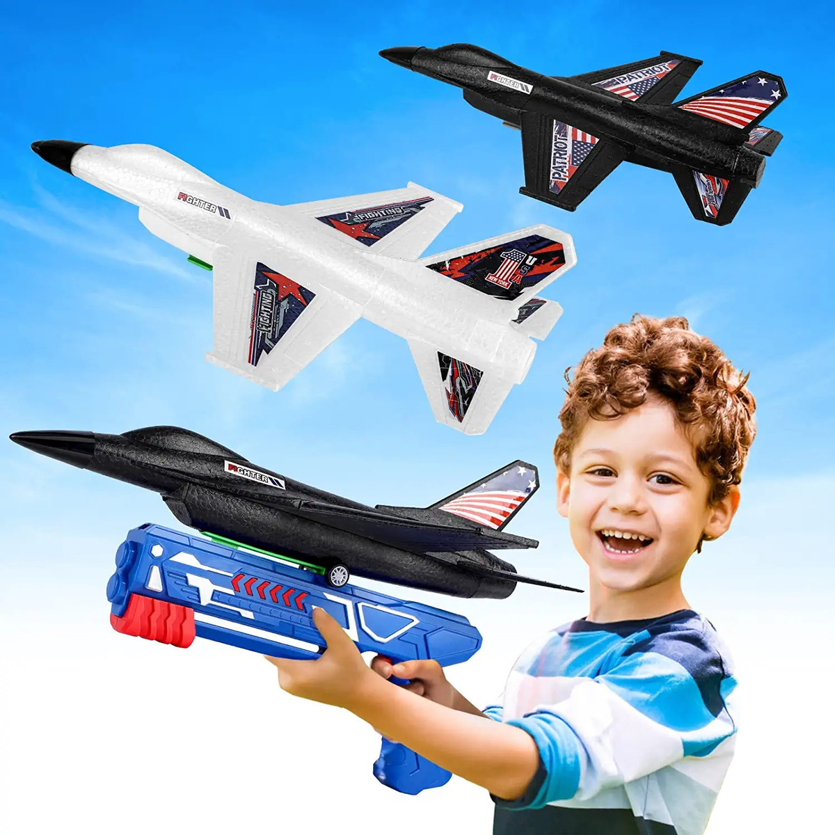 2pc Brinquedos De Avião Com Lançador Brinquedos Ao Ar Livre