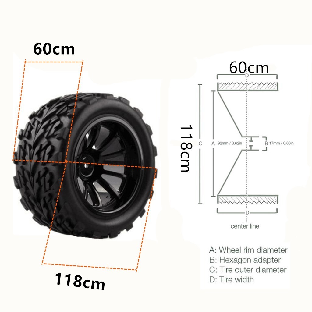 4 Peças Rc Car 1/10 Racing Wheel Rim Pneus Para 1/10 Hsp - Imagem 3