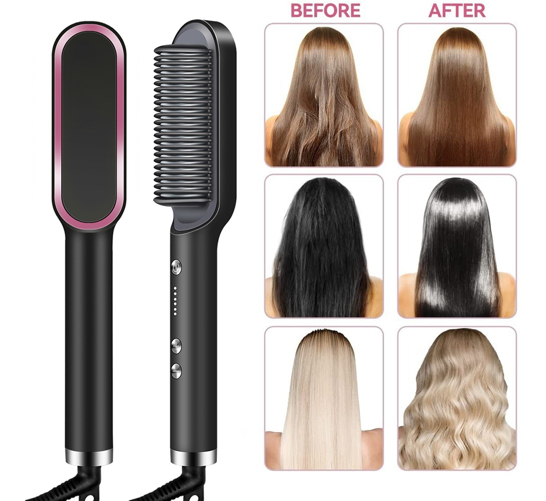 Escova De Alisamento De Cabelo Elétrica Profissional
