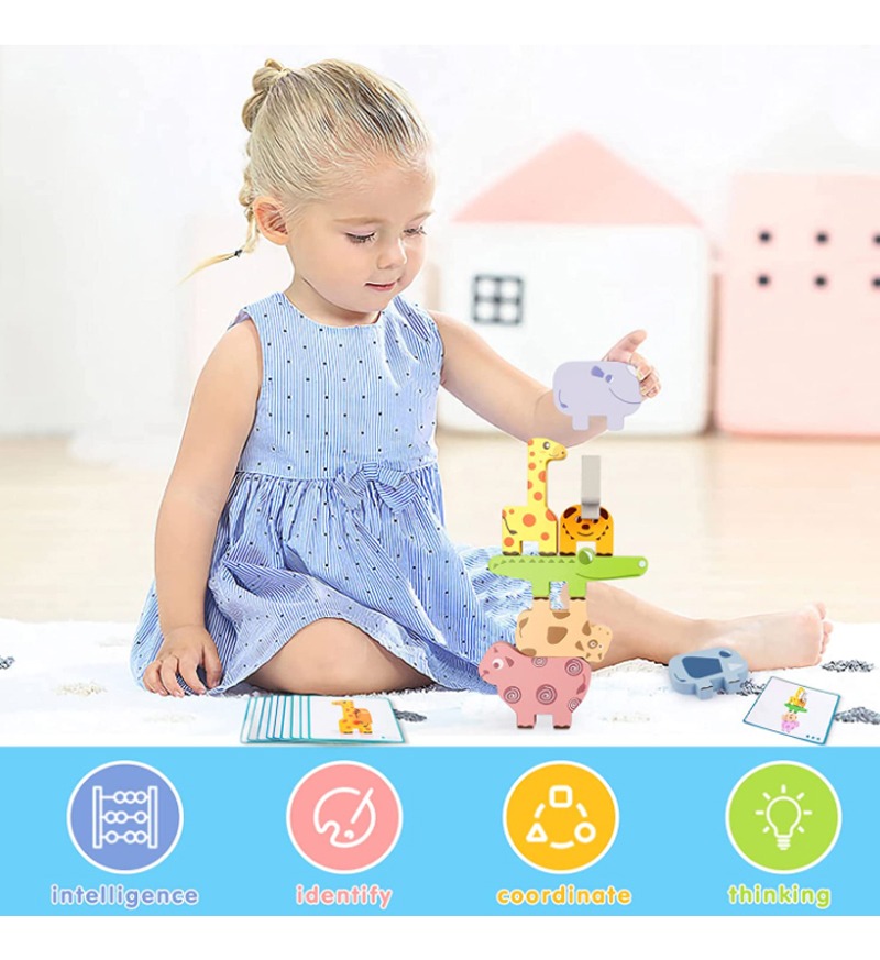 Blocos De Jogos Para Animais Empilhados Montessori De Alto E - Imagem 10