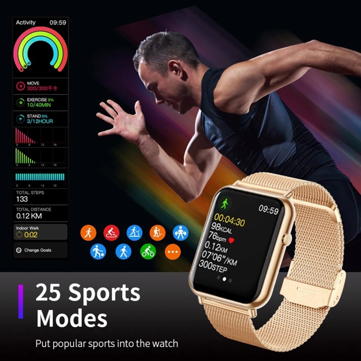 Para Huawei Xiaomi Ladies Bluetooth Sports Smart Watch Ip68 - Imagem 26