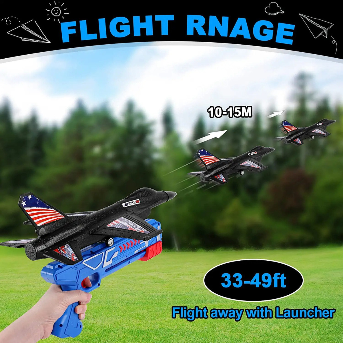 2pc Brinquedos De Avião Com Lançador Brinquedos Ao Ar Livre - Imagem 2
