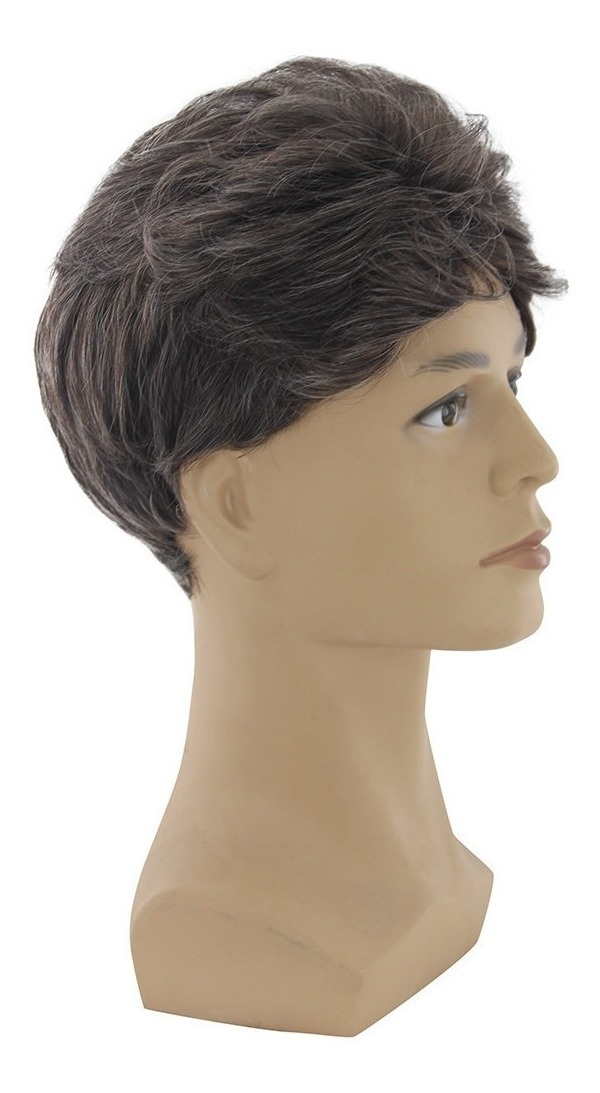 Moda Perucas Curtas Para Homens Peruca Homem Masculino Marro - Imagem 4
