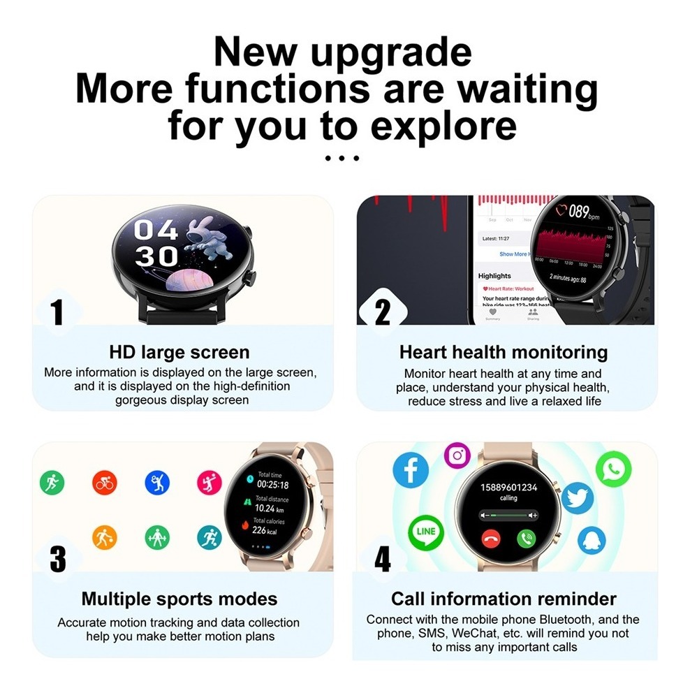 Smartwatch Feminino Bluetooth Call Smart Watch Masculino Fem - Imagem 9
